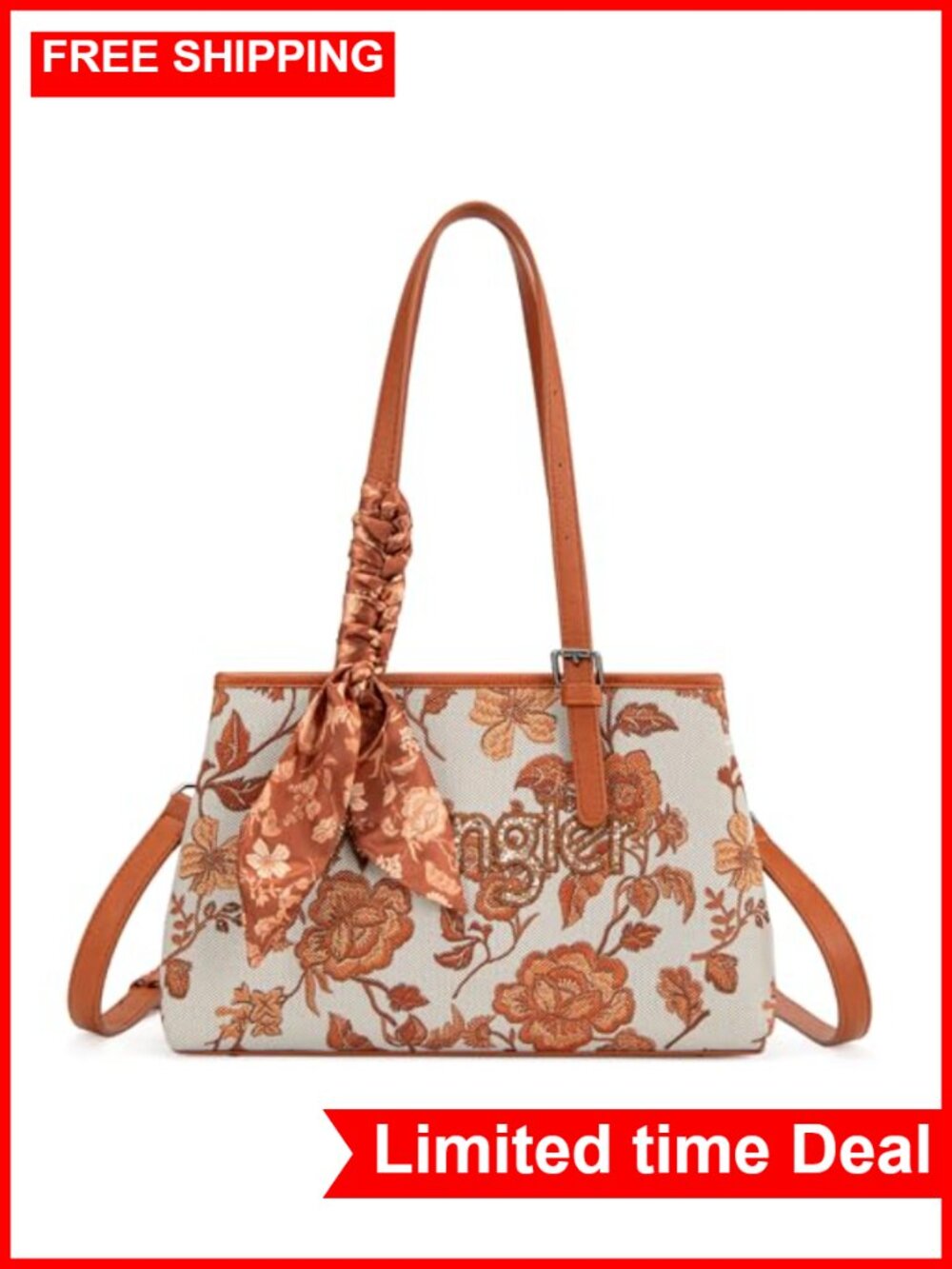 Vintage Western Embroidered Floral Satchel Purse with Crossbody Strap